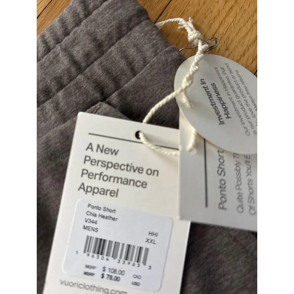 Vuori Mens Ponto Short, new with tags, XXL Chia Heather Lightweight Performance - Picture 6 of 8